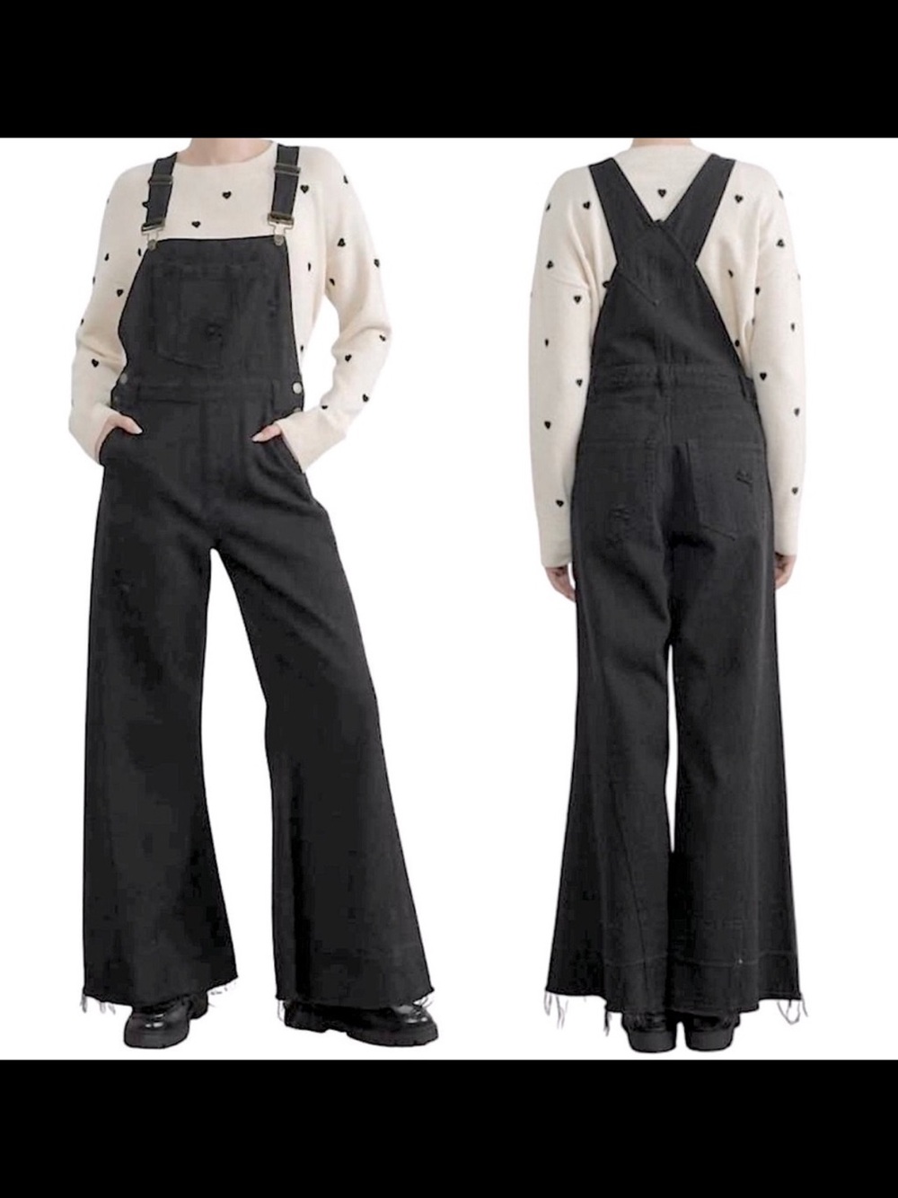 Aaron & Amber Distressed Flared Leg Coveralls